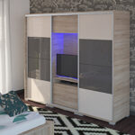 Bond 239 cm Tv-s magasfényű tolóajtós gardrób /DNY/