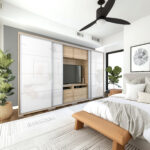 Bond 318 cm Tv-s magasfényű tolóajtós gardrób /DNY/