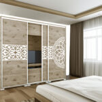 Lotus 239 cm Tv-s magasfényű betétes tolóajtós gardrób /DNY/